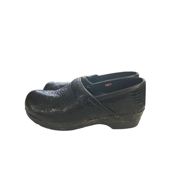 Sanita Womens Size 10 US 41 EU Black Crocodile Pattern Leather Clogs shoes - Picture 4 of 8